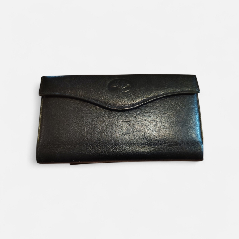 Vintage Buxton Leather Black Wallet With Attached Coin Pouch